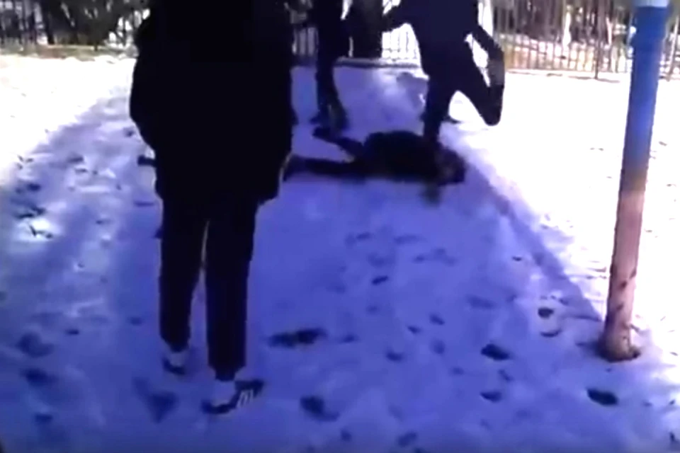 Подростки жестоко избивали парнишку, пока остальные наблюдали и снимание это на телефоны. Фото: скрин с видео.