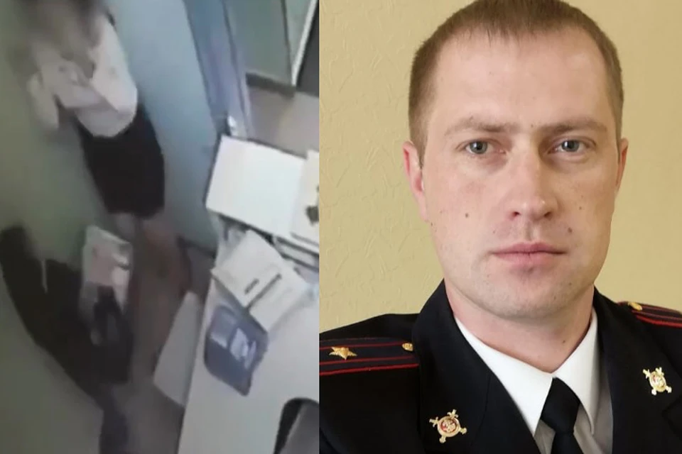 Слева - нападение на сотрудницу банка, справа - один из героев, сотрудник полиции Станислав Ерохин