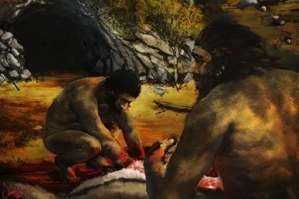 Неандертальцы придерживались мясной диеты.