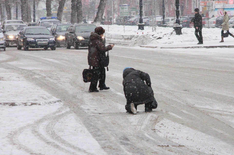Гололед на дорогах в Барнауле