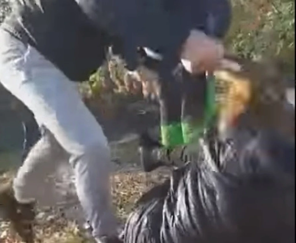 Парень жестоко избивал воровку. (Фото: скриншот видео Chisinau fail).