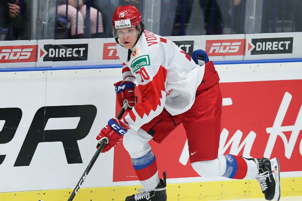 Ангарский хоккеист Дмитрий Воронков забросил первую шайбу на молодежном чемпионате мира 2020 в Чехии. Фото: официальный сайт федерации хоккея России.