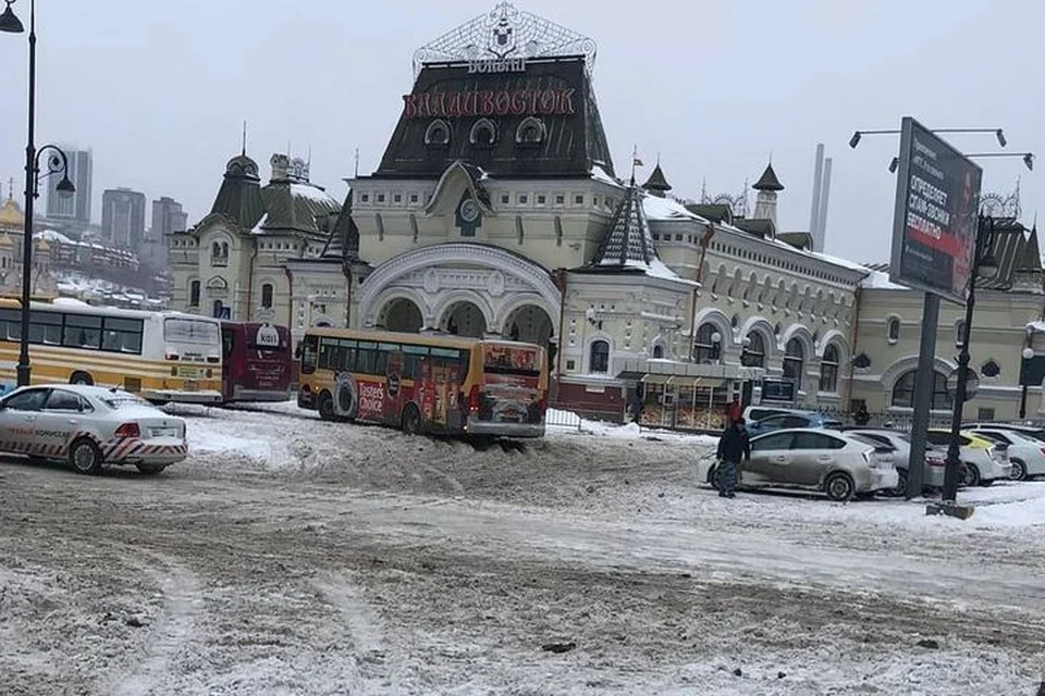 Мощный снегопад принес во Владивосток месячную норму осадков. Непогода внесла корректировку в работу транспорта. Фото: dpskontrol125rus
