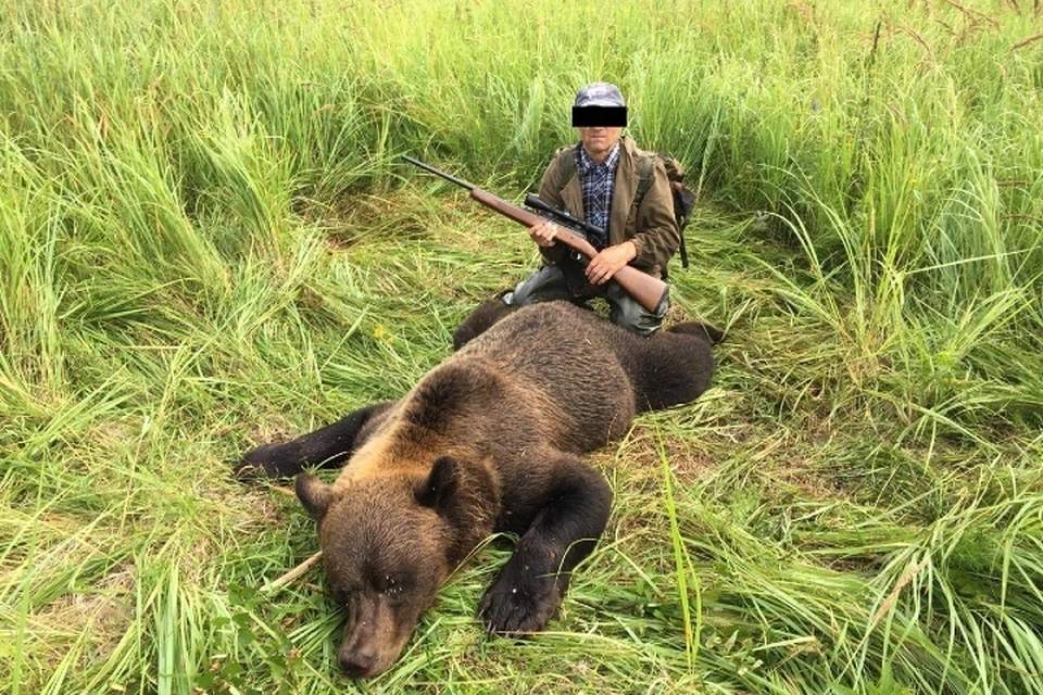 Пенсионер выложил фото с убитым медведем - это обошлось ему в 300 тысяч рублей. Фото: пресс-служба ГУ МВД по Новосибирской области.
