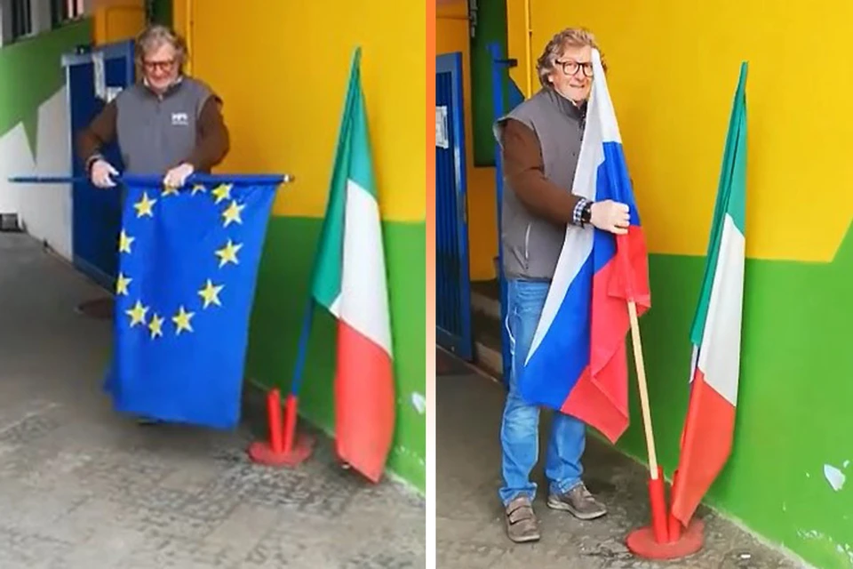 Итальянец Федерико Кане сменил флаг ЕС на российский триколор.