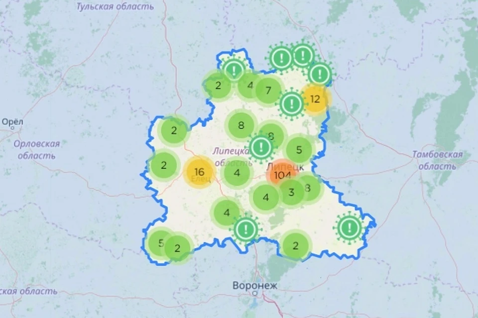 Карта осадков липецкой