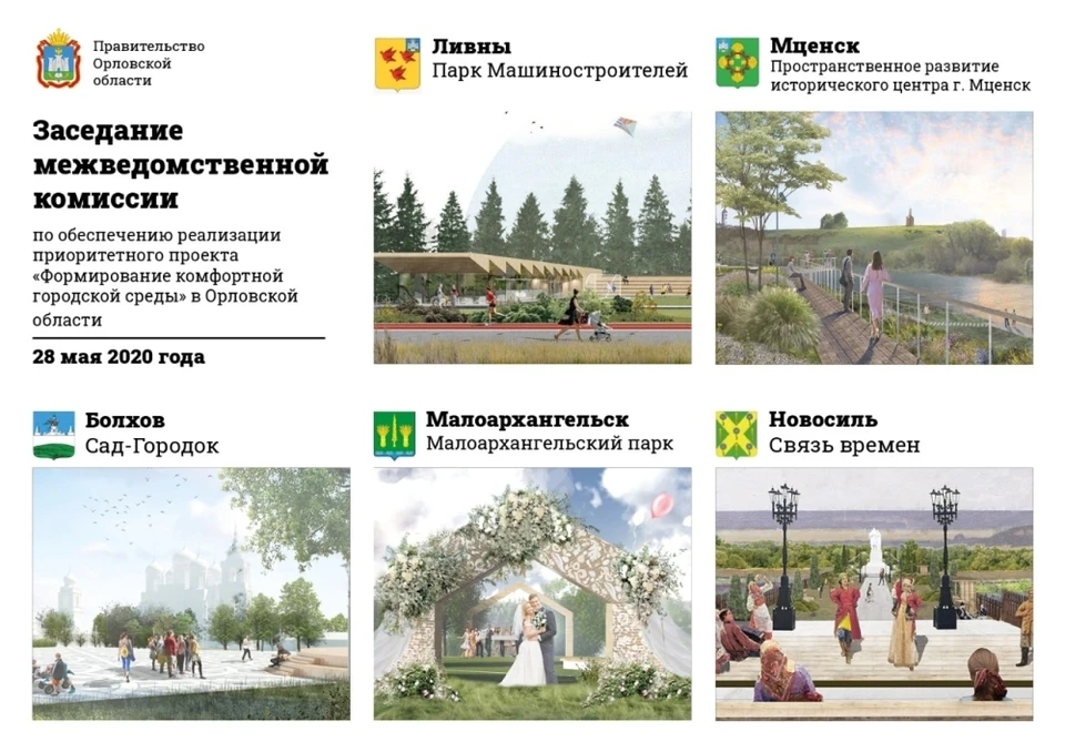 Пять городов Орловщины презентуют проекты благоустройства на Всероссийском конкурсе