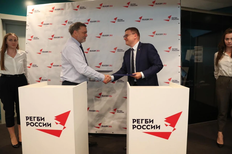 Губернатор Алексей Текслер и глава ФАС, президент Федерации регби России Игорь Артемьев. Фото: pravmin74.ru
