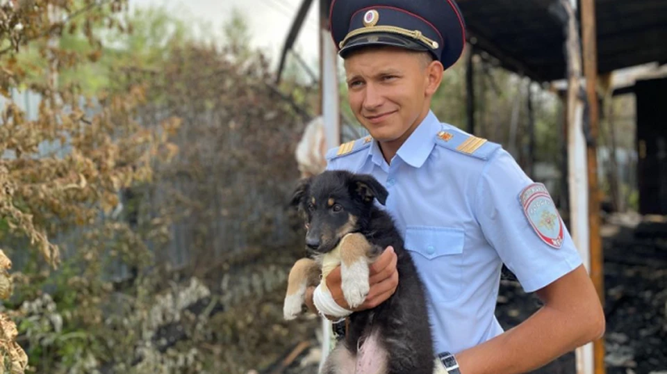 Полицейский Андрей Альтергот (на снимке) спас двоих жителей горящего дома от верной гибели. Фото Томского областного УМВД РФ.