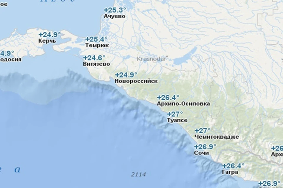 Карта теплой воды в черном море