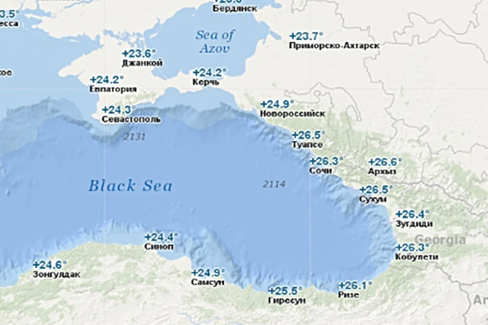 Температура воды в черном море новороссийск