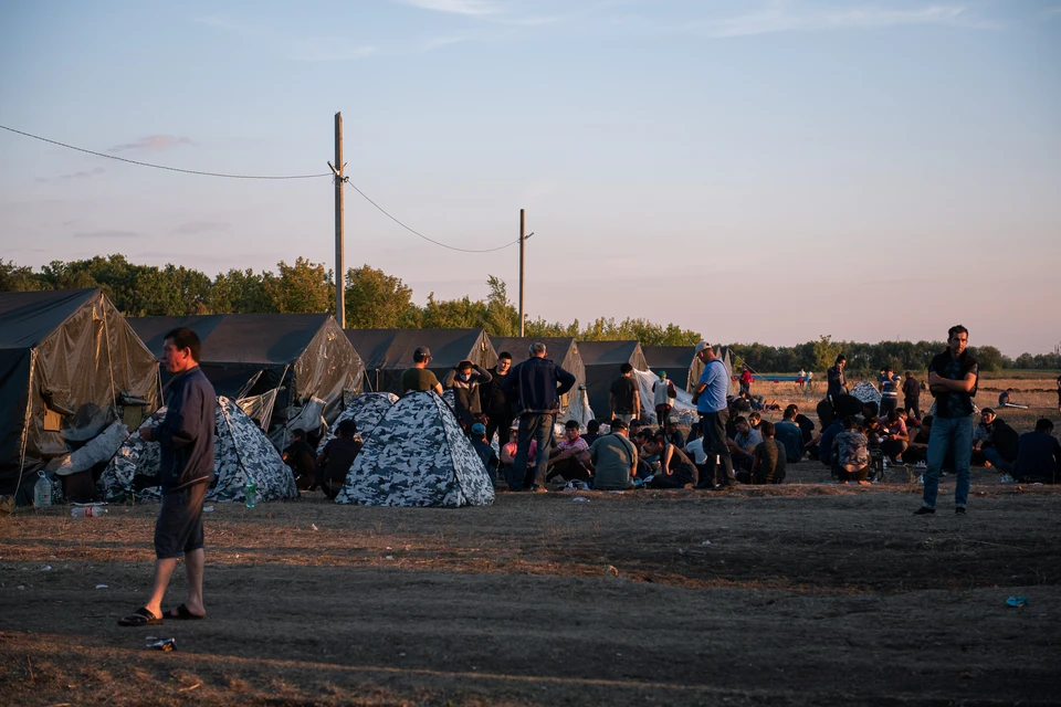 Лагерь для мигрантов разбили в чистом поле