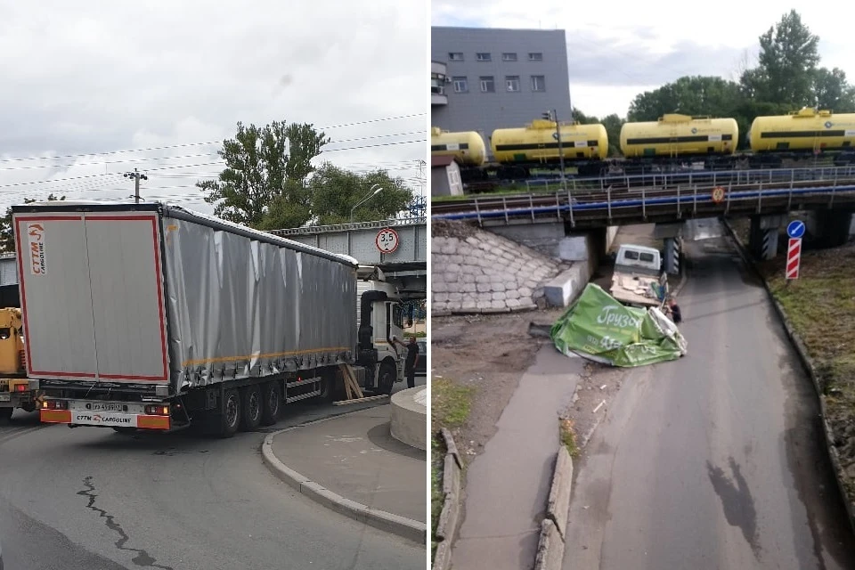 Две похожие аварии под двумя мостами за одно утро. Фото: vk.com/spb_today