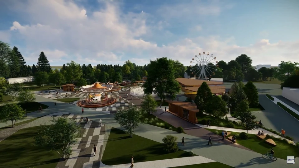 В Евпатории реконструируют парк имени Фрунзе. Фото: скриншот из видео.