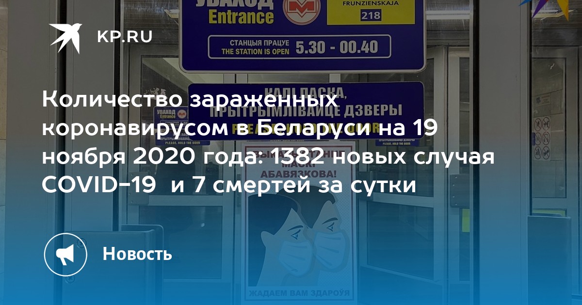 Количество зараженных коронавирусом в беларуси на 19 ноября 2020 года: 1382 новых случая covid-19 и 7 смертей за сутки