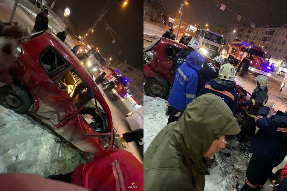 В Новосибирске на улице Большевистской произошло ДТП с автобусом, минивэном и легковушкой. Фото: "АСТ-54"