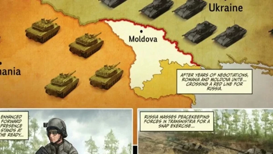 Американский комикс о том, как Россия выигрывает войну с США на территории Молдовы. Фото: cenzura.md