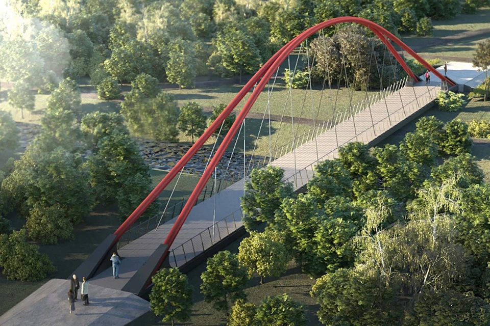 Над Яузой недалёко от ВДНХ вырастет необычный пешеходный мост - вантовый, с аркой высотой 12 метров