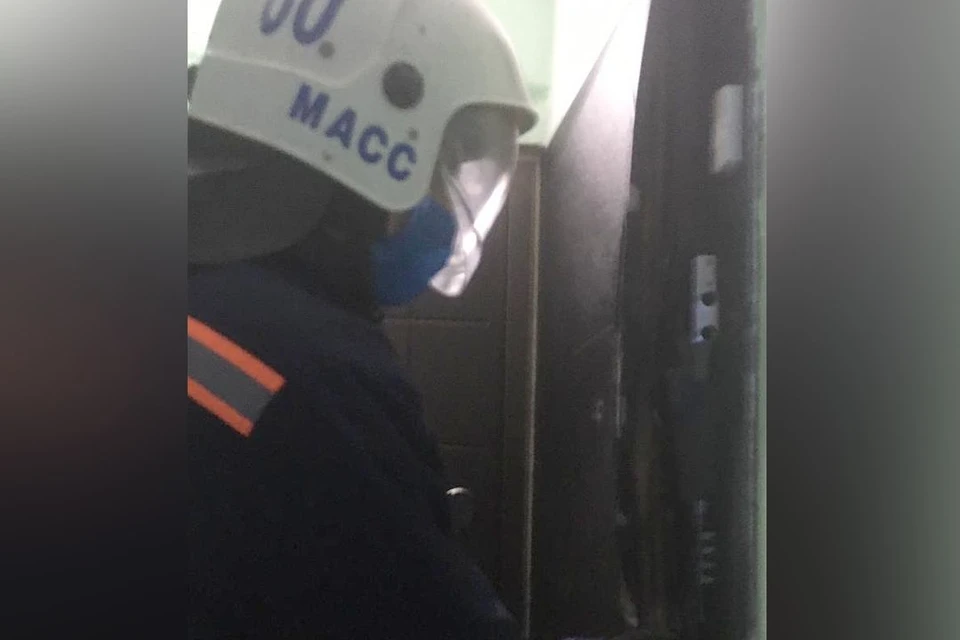 Спасатели вскрыли дверь квартиры, где умер хозяин и осталась собака. Фото: МАСС
