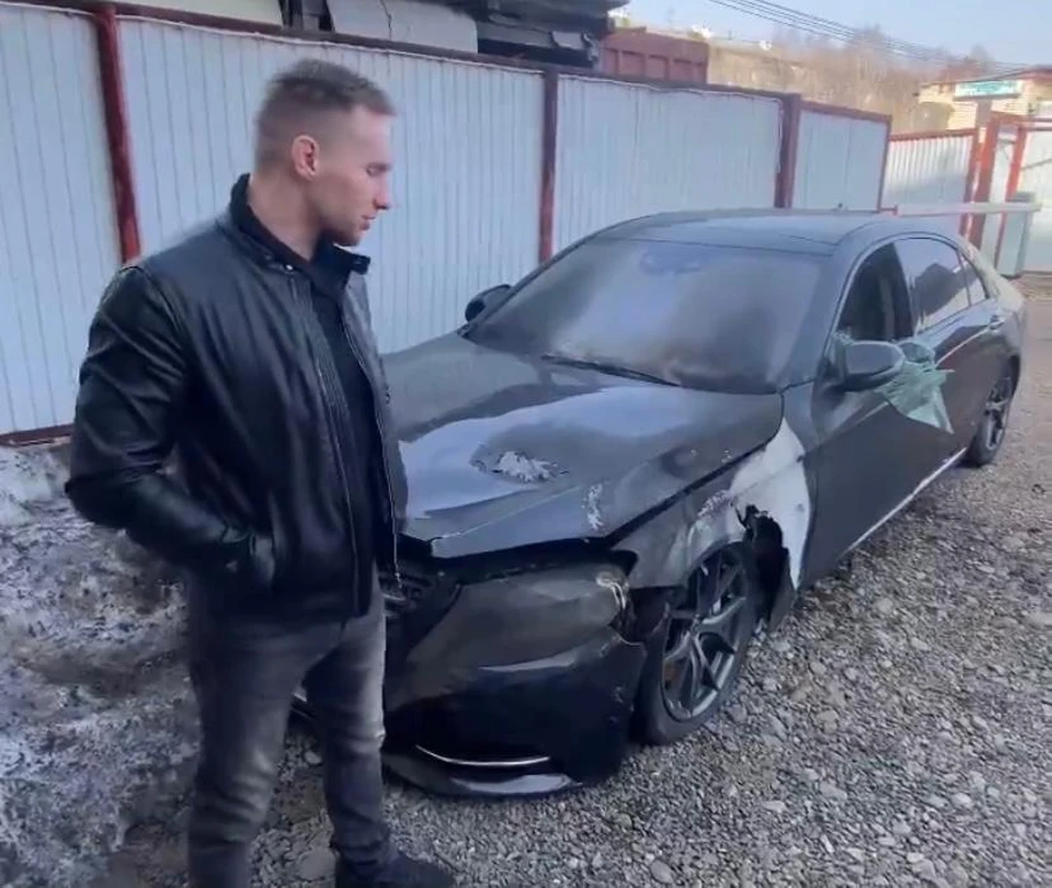 Возгорание автомобиля произошло около дома № 52 по улице Володарского. Скрин из видео: slava_base