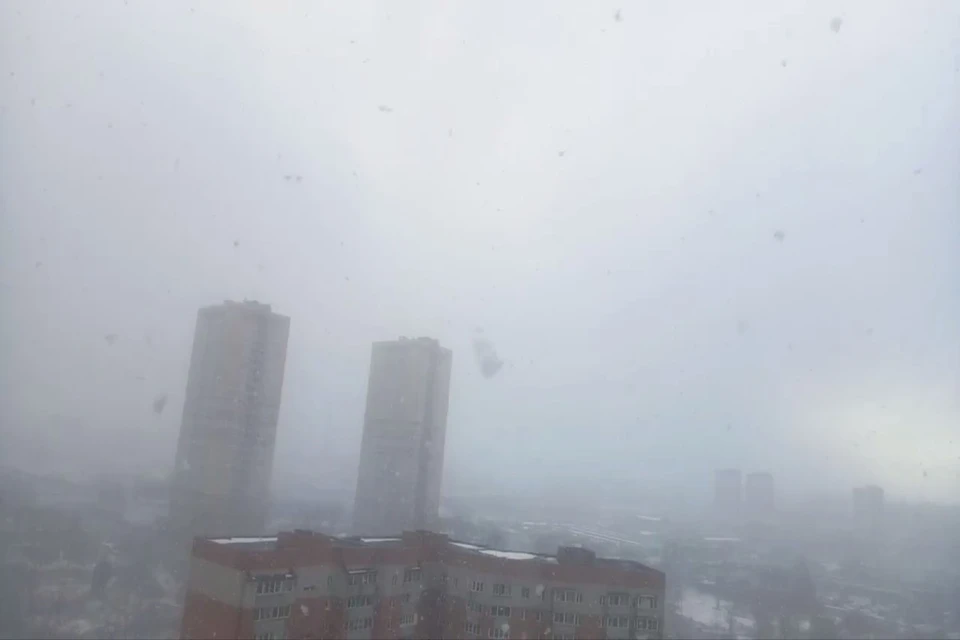 Видео снегопада в Красноярске 26 марта 2021