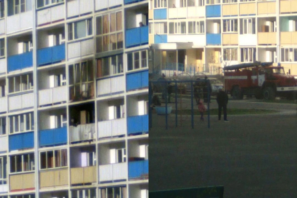 В Новосибирске загорелся балкон на пятом этаже жилой высотки. Фото: Кадр из видео