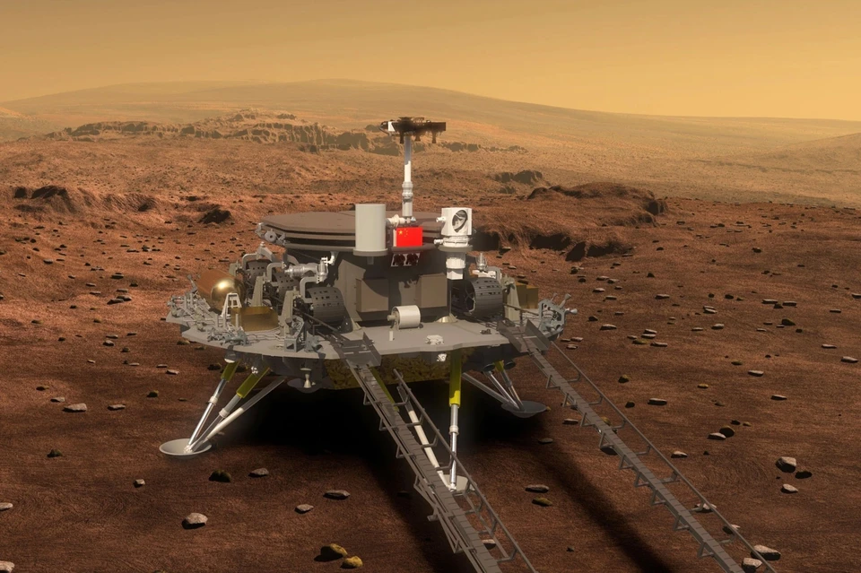 Китайский марсоход начал исследование Марса. Фото: CNSA