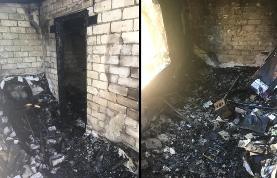 Дом убитого сгорел дотла. Фото: СУ СКР по Волгоградской области.
