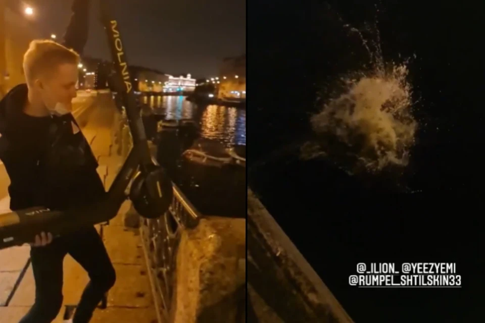 Петербургский "Герасим" засветил лицо при утоплении электросамоката, поэтому полиции будет несложно найти его. Фото: vk.com/spb_today