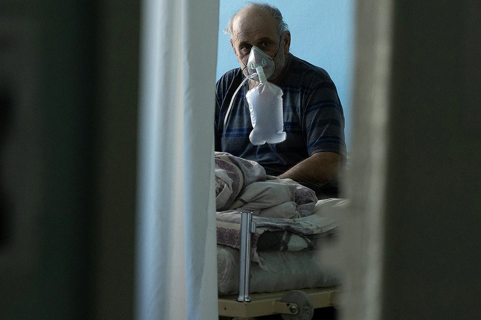 Пациент одной из ковид-лечебниц Киева, Украина.