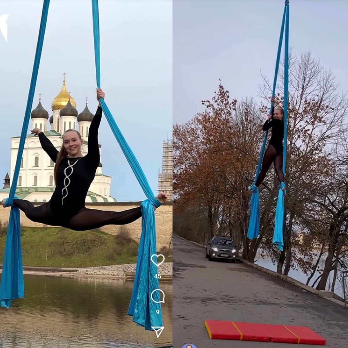 В соцсетях осудили псковских воздушных гимнасток за видео в купальнике на  фоне Псковского собора - KP.RU