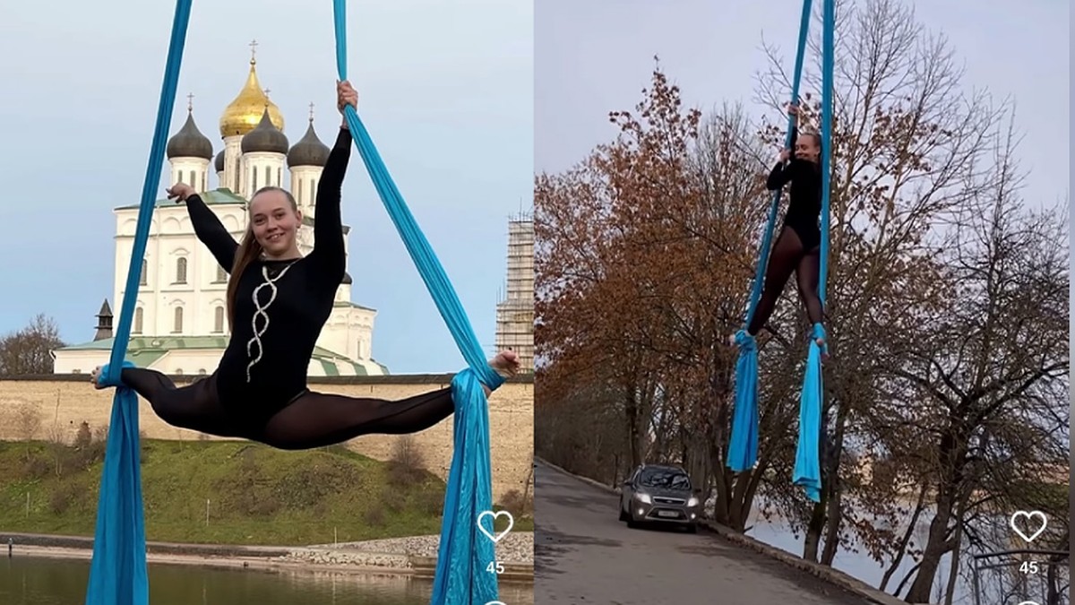 В соцсетях осудили псковских воздушных гимнасток за видео в купальнике на  фоне Псковского собора - KP.RU