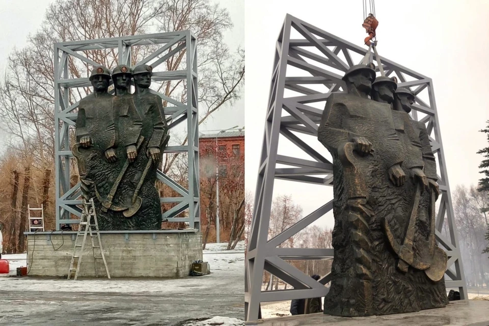 В Новокузнецке начали установку новой скульптуры. Фото:Сергей Кузнецов/ ВКонтакте.