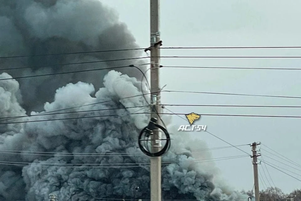 Под Новосибирском загорелся склад с мороженым . Фото: "АСТ-54".