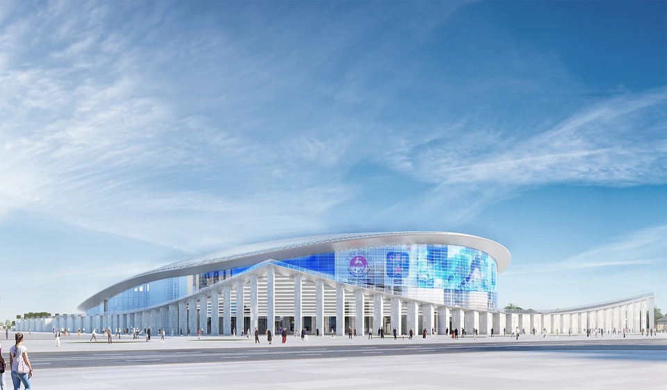 Так будет выглядеть ледовая арена, которую планируют построить на Стрелке в Нижнем Новгороде.