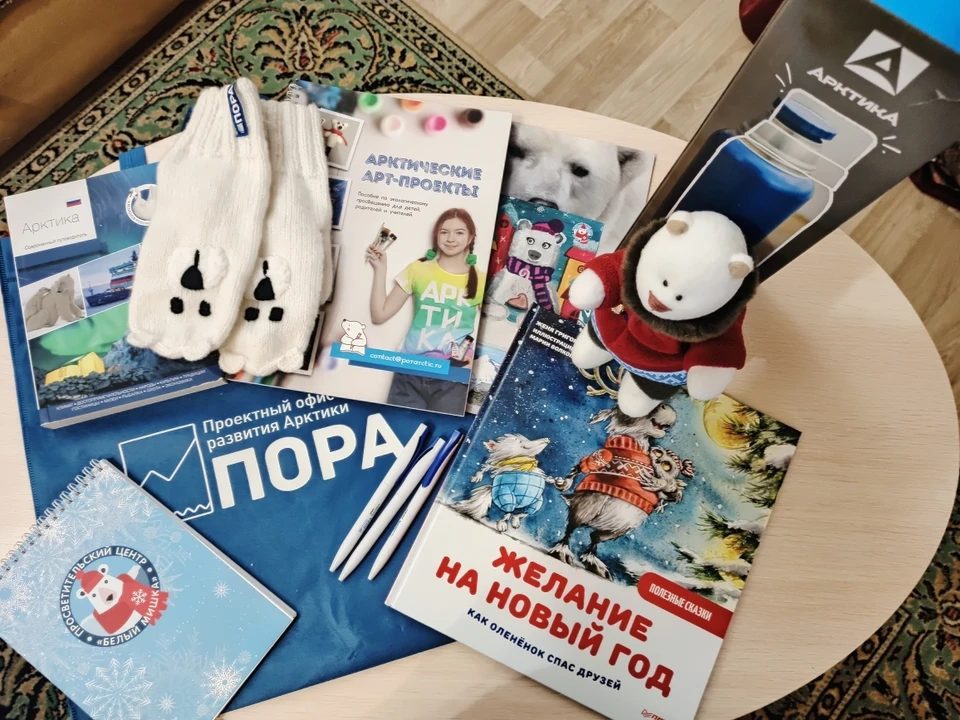 Памятные подарки призерам от Проектного офиса развития Арктики (ПОРА)
