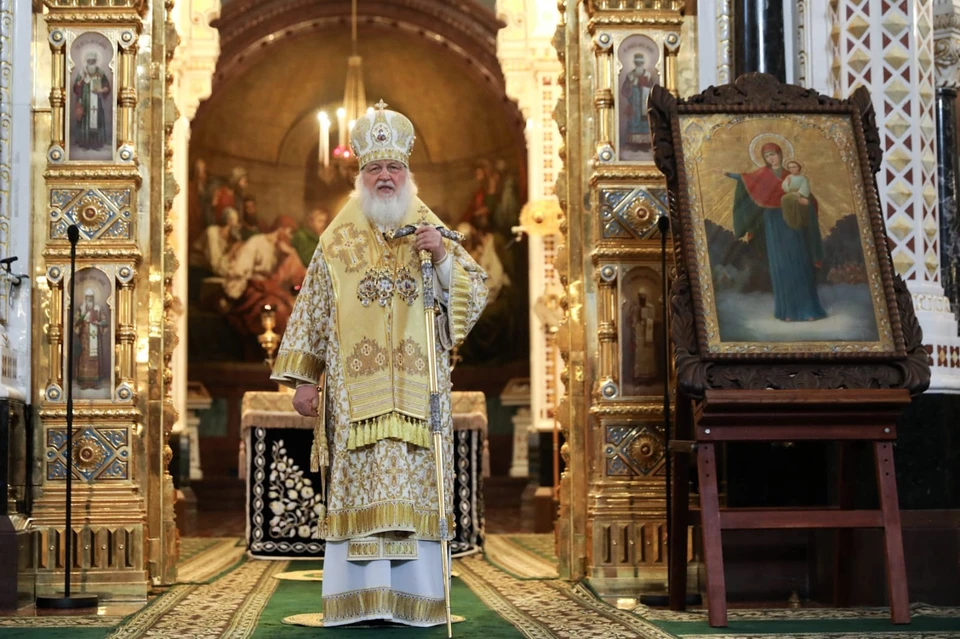 Богослужении, посвященном православному празднику Торжество православия, которое совершил Святейший Патриарх Кирилл в храме Христа Спасителя.