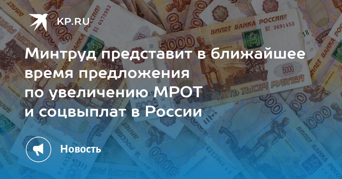 Минтруд представит в ближайшее время предложения по увеличению МРОТ и соцвыплат в России