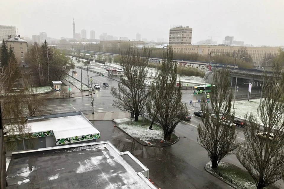 Дождь внезапно перешел в снег, не смотря на то, что на дворе май