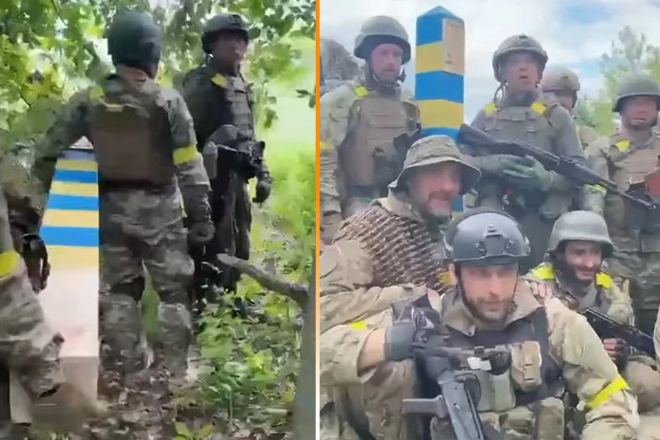Бойцы ВСУ сняли видео с пограничным столбом.