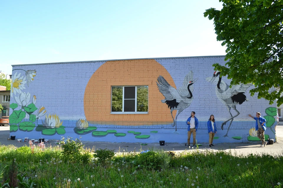 Стену детского отделения больницы №11 в Рязани украсили журавли.