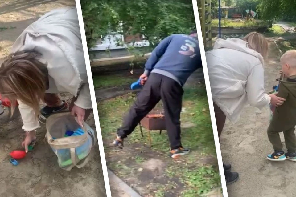 Посиделки сибиряки устроили прямо на детской площадке. Фото: Кадр из видео\предоставлено героиней материала