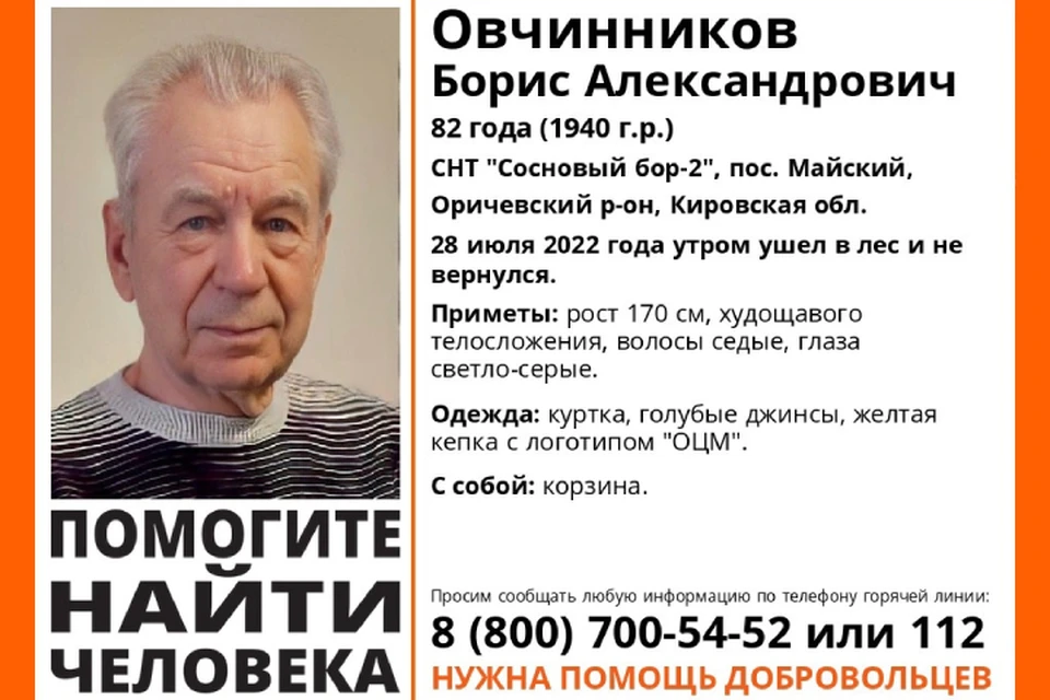 Мужчина ушел в лес утром 28 июля и не вернулся. Фото: vk.com/lizaalert_kirov