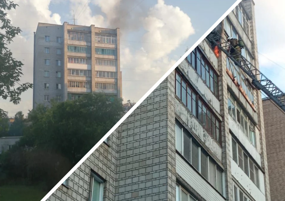 От огня пострадали балкон на 9 этаже, а также комната и балкон на 10 этаже. Фото: АСТ-54