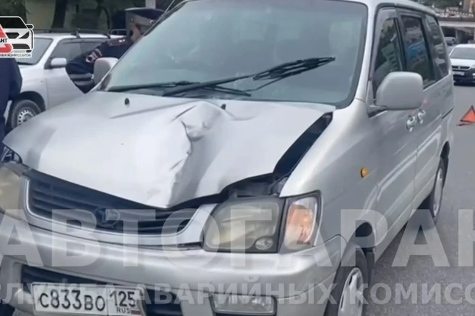 Водитель Toyota Noah не успел затормозить. Фото: принтскрин видео, Telegram-канал autogarant_vl.