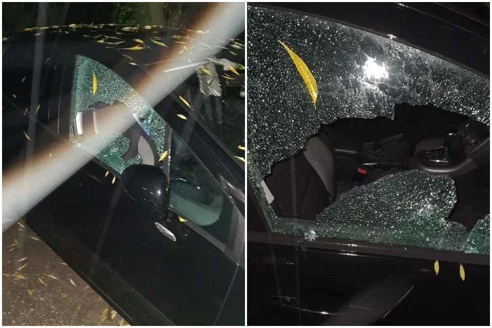 В Кальном неизвестные разбили стекло в припаркованной иномарке. Фото: Катя Катерина (Сафронова).