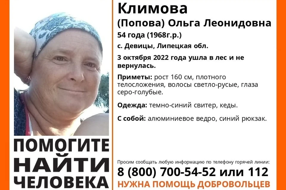 В Липецкой области пропала женщина
