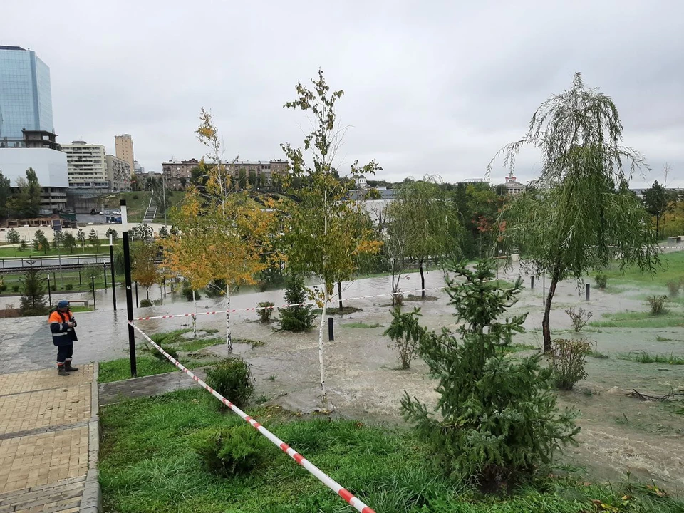 Сточные воды залили новый парк и ушли в Волгу.