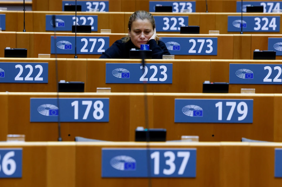 Before the start of the European Parliament meeting in Brussels.