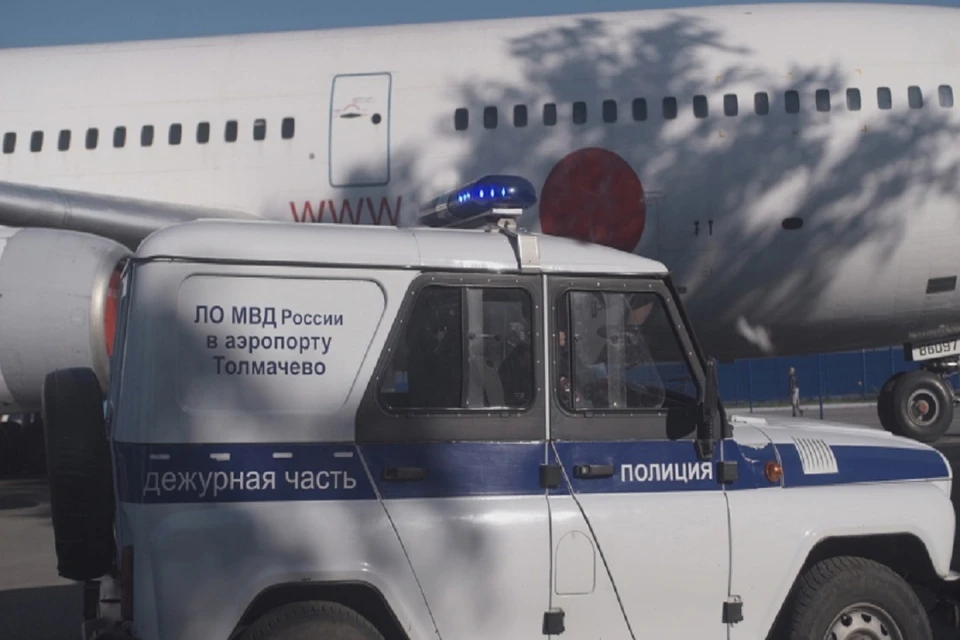 В Толмачево задержали пассажира, курившего в туалете самолета во время полета. Фото: УТ МВД СФО.